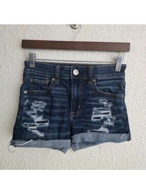 American Eagle Next Level Stretch Hi-Rise Shortie Dark Wash Women's Size 2